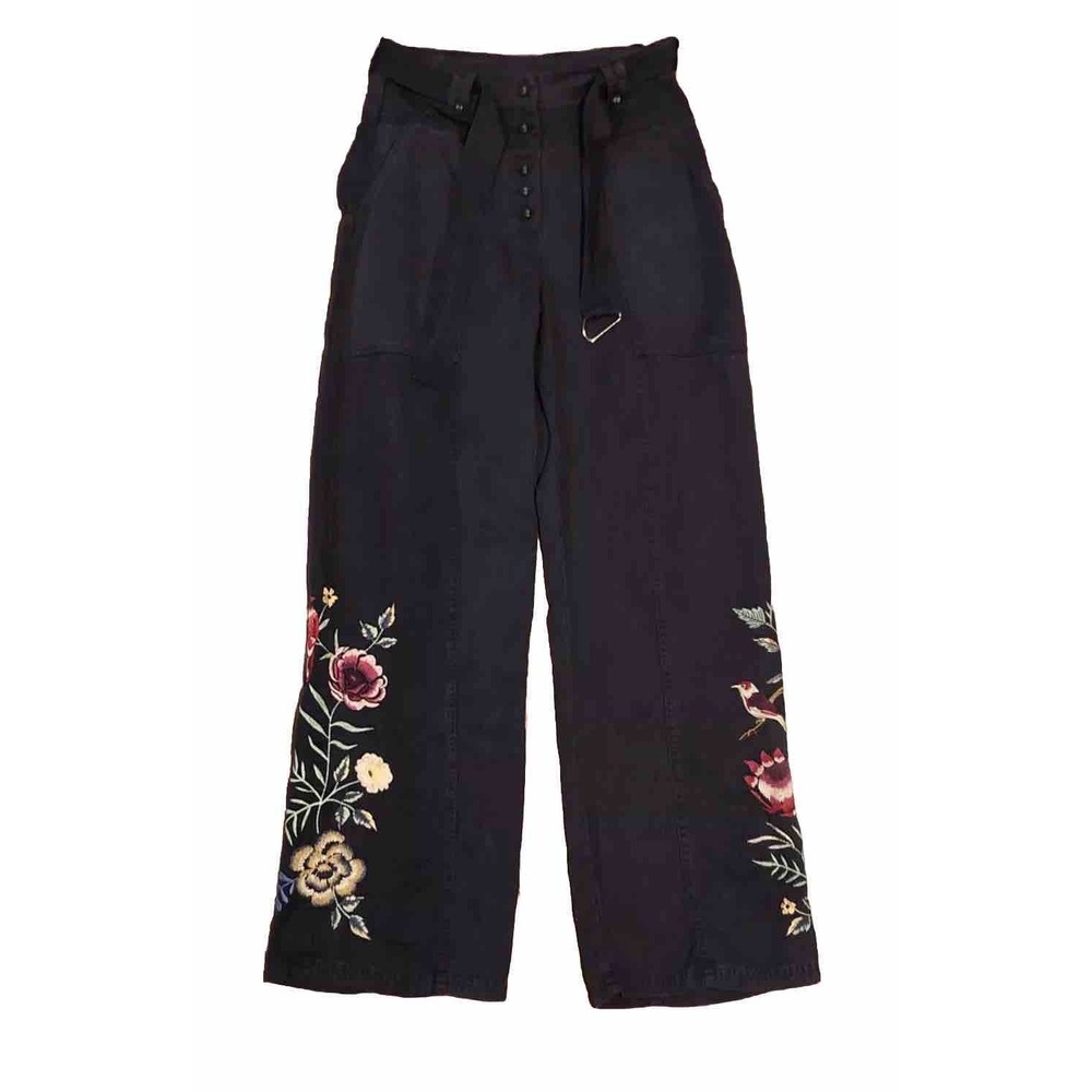 Johnny Was Workshop XS Navy Paloma W/Belt Wide Leg Pants Boho Chic W68622-E NEW